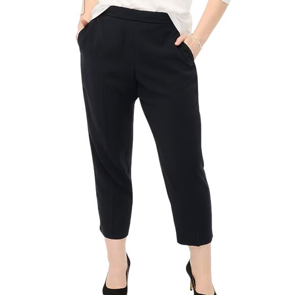 J. Crew Factory Plus Jamie Elastic Pull-On Black Cropped Dress Pants 24 New - Picture 1 of 11